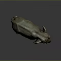 Detailed Grayish Green Textured Elephant Model Standing On Dark Background