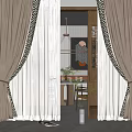 Beige Curtains with Black Geometric Patterns and Sheer Panels for Modern Home Interior