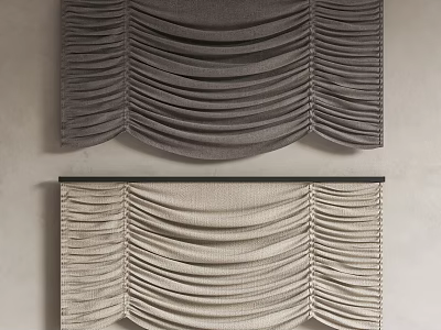 Gray And Beige Fabric Roman Blinds With Pleated Design For Home Interior Window Decoration 3d model