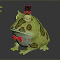Gentleman Frog Toy Figure Wearing Top Hat And Red Bow Tie With Green Brown Spots