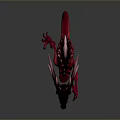 Red Mythical Dragon Character with Open Mouth Curved Tail and Scaled Body