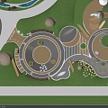Playful Garden Landscape Design With Circular Areas Curved Paths Green Lawns And Play Structures