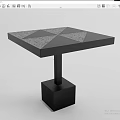 Modern Square Top Side Table With Geometric Pattern Surface Black Gray Square Base Design 3d model
