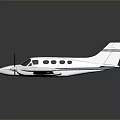 Small White Twin Propeller Airplane With Streamlined Body And Cabin Windows On Gray Reflective Surface