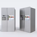 Modern Silver Double Door Refrigerators With Water Dispenser And Digital Screen 3d model