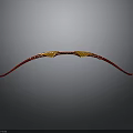 Red And Yellow Curved Interior Decorative Structure With Shiny Surface And Reflective Base
