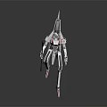 Futuristic Mechanical Creature Character In Dynamic Standing Pose With White Red Accents 3d model