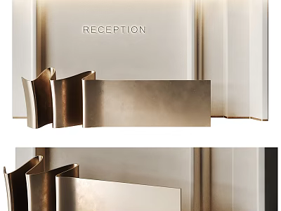 Elegant Modern Reception Desk With Contemporary Design Metallic Finish And Reception Sign 3d model