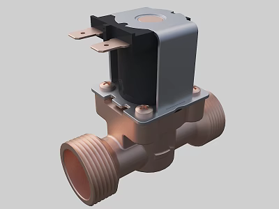 Industrial Equipment Solenoid Valve Featuring Metal Body And Brass Connection Ports 3d model