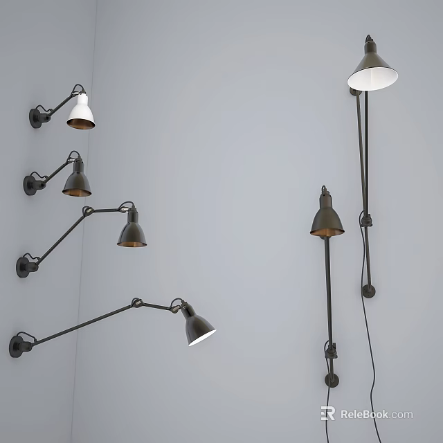Modern Wall Lamps With Adjustable Arms And Mixed Color Shades Design 3d model 