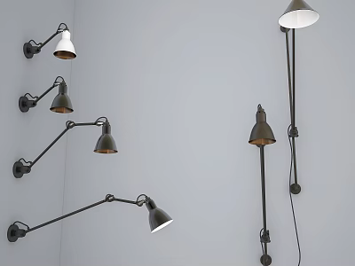Modern Wall Lamps With Adjustable Arms And Mixed Color Shades Design 3d model