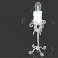Black Metal Candle Lamp With Decorative Scrollwork And Lit White Candle