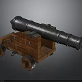 Vintage Antique Cannon With Metal Barrel And Wooden Carriage On Wheels
