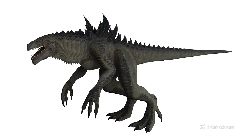 Realistic Reptile Dinosaur With Spiked Back Sharp Teeth And Scaly Skin 3d model 