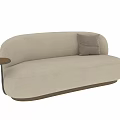 Light Colored Modern Sofas With Soft Cushions And Round Side Tables 3d model