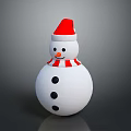 Christmas Snowman Sculpture With Red Santa Hat Striped Scarf And Black Buttons