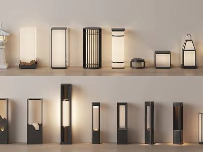 Modern Outdoor Lights With Various Stylish Designs For Garden And Patio Decoration 3d model