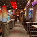 Chinese Hotpot Skewer Restaurant Featuring Refrigerated Display Cases Shelves And Convenience Store Area