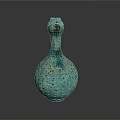 Artistic Turquoise Speckled Sculpture with Vase Shaped Body and Small Handle