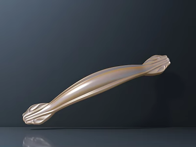 Decorative Golden Brass Furniture Handle With Ornate Carved Design For Cabinets 3d model