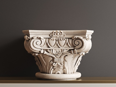 European-style carved stigma Roman column 3d model