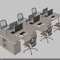 Modern Office Desks Workspace With Multiple Workstations Ergonomic Chairs And Computers