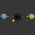 Cute Cartoon Frog Characters With Wizard Hat Blue Green Colors And Holding Props