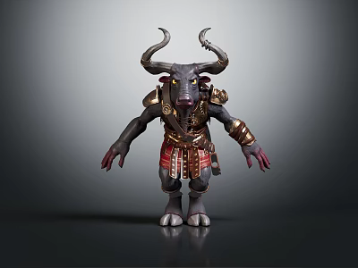 Armored Warrior Character With Horned Creature Design And Ornate Armor Details 3d model