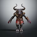 Armored Warrior Character With Horned Creature Design And Ornate Armor Details