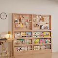 Wooden Bookshelf With Organized Books Toys Decorations And Hooks In Home Interior