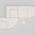 White Modern Minimalist Sectional Sofa With Curved Modular Design And Round Accent Piece 3d model