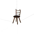 Rustic Wooden Single Chair With Ladder Backrest And Brown Padded Seat