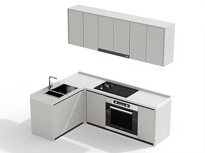 Modern Kitchen Cabinets With Sink Stove And Oven 3d model