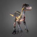 3D Rendered Dinosaur Character With Glowing Stripes And Detailed Skin Texture