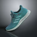 Teal Colored Sports Sneakers With Knit Upper White Sole And Three Stripes Design