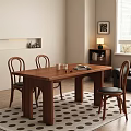 Middle style dining table and chair combination 3d model