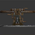 Ancient Ballista Weapon With Wooden Frame Metal Components And Wheel Base