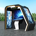 Modern Interactive Public Facility Kiosk With Digital Display Screen In Outdoor Park Area