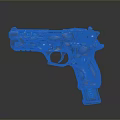 Futuristic Sci Fi Pistol With Blue Glowing Accents And Metallic Muscle Texture