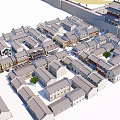 Traditional Chinese Commercial Street With Arranged Buildings And Shops Layout
