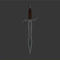 Fantasy Sword With Blue Blade Brown Wooden Hilt And Metal Guard Design