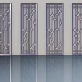 Four Modern Metallic Swing Doors With Intricate Geometric Pattern Design 3d model