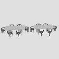 Modern Table and Chair Set With Curved Armrests and Upholstered Seats