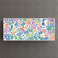 Colorful Decorative Painting With Floral Leaf Patterns And Blue Silhouette On Gray Background