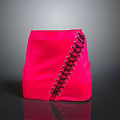 Chic Pink Fashion Skirt With Black Diagonal Lacing Detail And Comfortable Fit