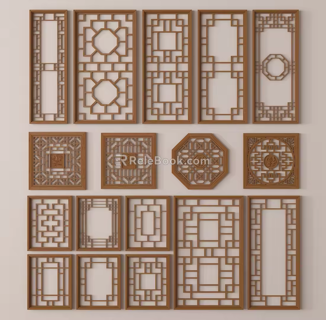 new chinese style openwork window openwork window retro window openwork window 3d model