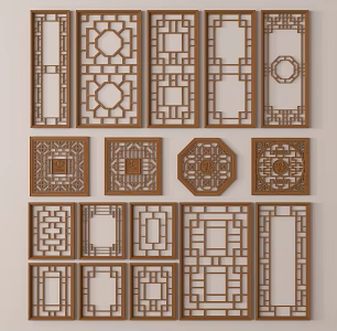 new chinese style openwork window openwork window retro window openwork window 3d model