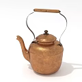 Vintage Copper Kettle With Wooden Handle Classic Design Hammered Texture And Spout