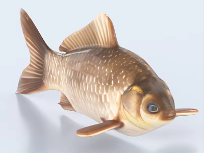 Realistic Golden Carp Aquatic Animal Decorative Model With Detailed Scales And Fins 3d model