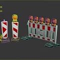 Traffic Control Barriers With Red White Stripes And Warning Lights